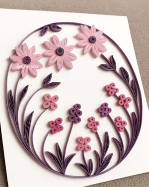 Handmade Quilling Floral Art – Pink & Purple Flower Design
