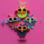 Handmade Quilling 4-Owl Wall Art – Colorful Paper Décor