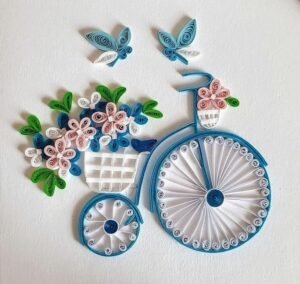 Handmade Quilling Bicycle Wall Art – Flowers & Butterflies
