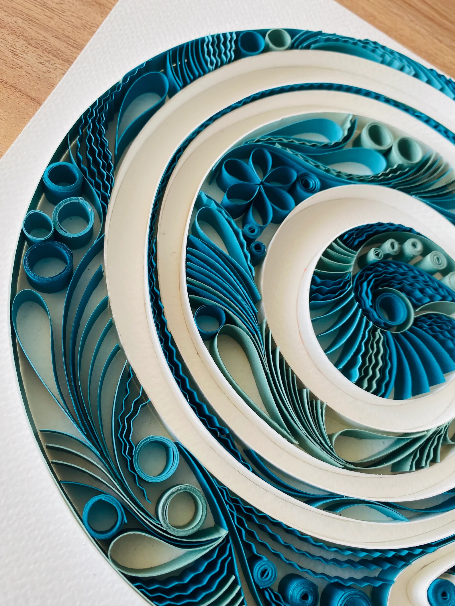 Handmade Quilling Wall Art – Spiral Floral Blue Décor - Image 7