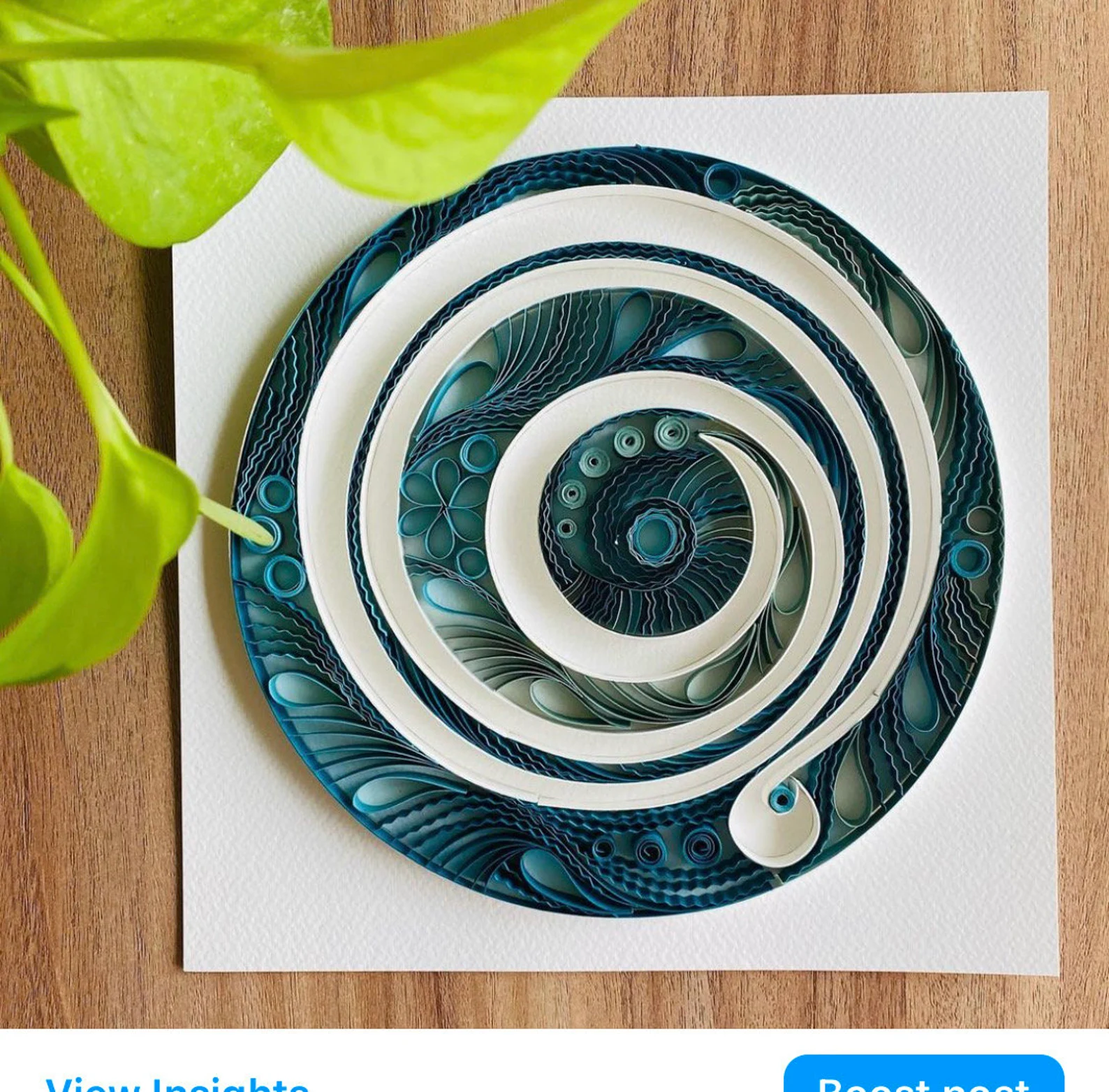 Handmade Quilling Wall Art – Spiral Floral Blue Décor - Image 3