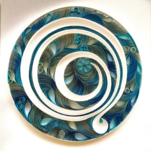 Handmade Quilling Wall Art – Spiral Floral Blue Décor